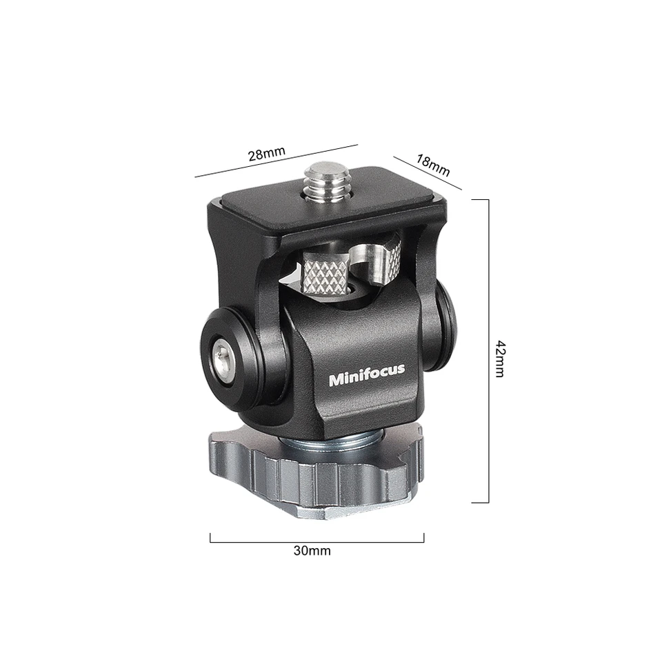 UTEBIT Mini statiefkop Balhoofd met 1/4 flitsschoenadapter 360 ° draaibaar balhoofd met camera Flitsschoen Kogelgewrichthouder Compatibel voor Nikon, HTC Vive VR