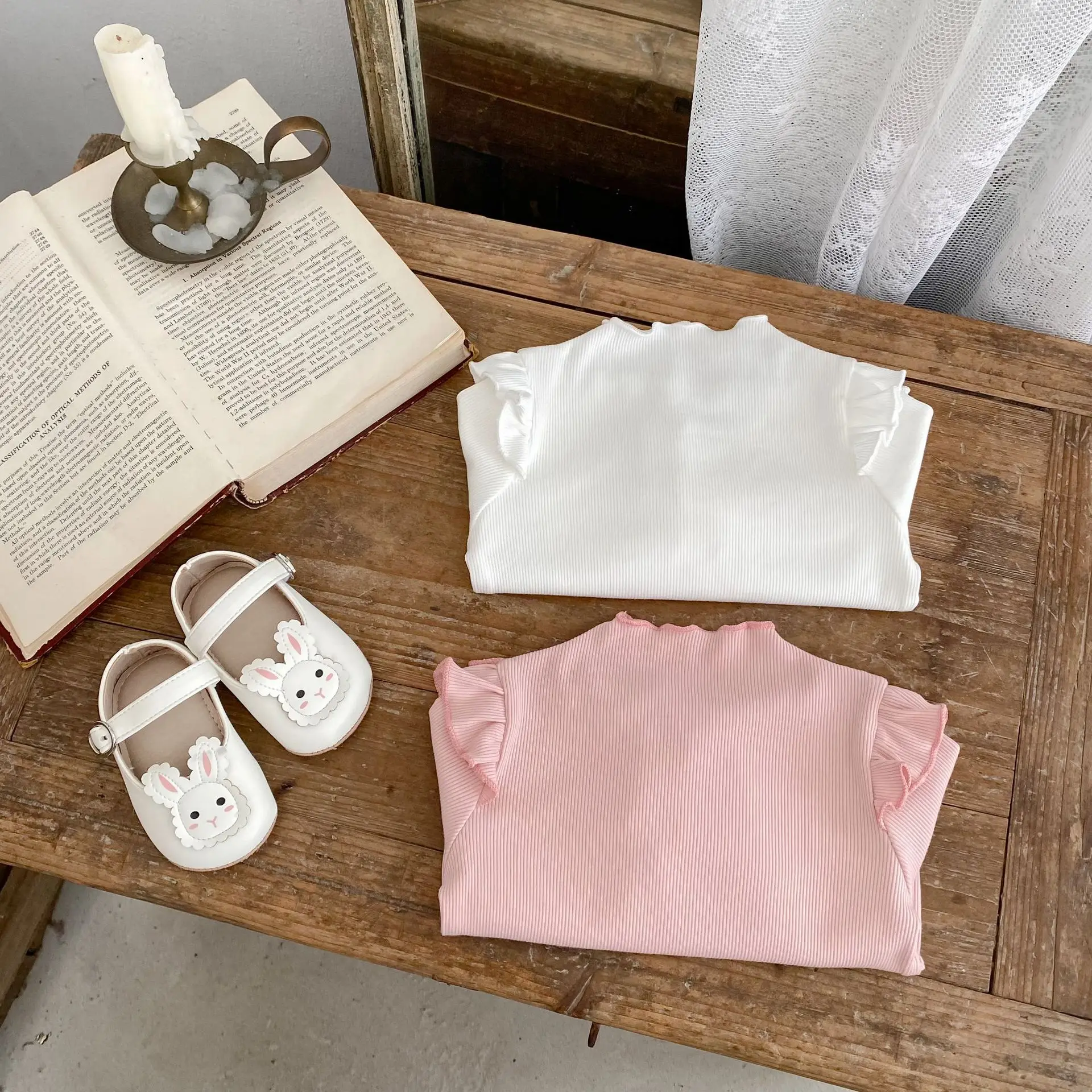 Description Picture 5 of item2025 Autumn New Baby Long Sleeve T Shirts Cotton Girls Cute Ribbed Bottoming Shirts Toddler Solid Versatile Tops Infant Clothes