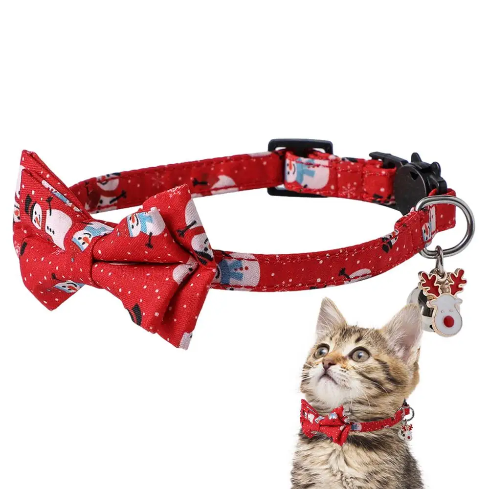 2-Pack Christmas Cat Collars With Bow Tie & Bell - Adjustable Holiday Collars For Cats & Small Dogs - View #10