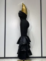 Women Luxury Birthday Sexy Strapless Ruffles Bodycon Flare Black Bandage Jumpsuit 2025 Celebrity Designer High Street Rompers - Image 3