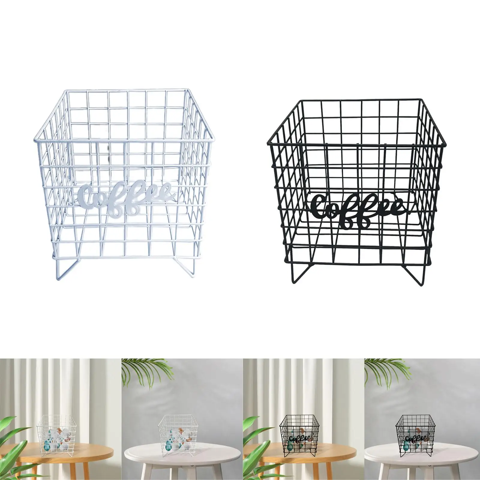 Coffee Pod Holder Coffee Capsule Cages Rectangular Wire Kitchen Counter Storage Baskets Coffee Pod Basket for Kitchen Bar Tea