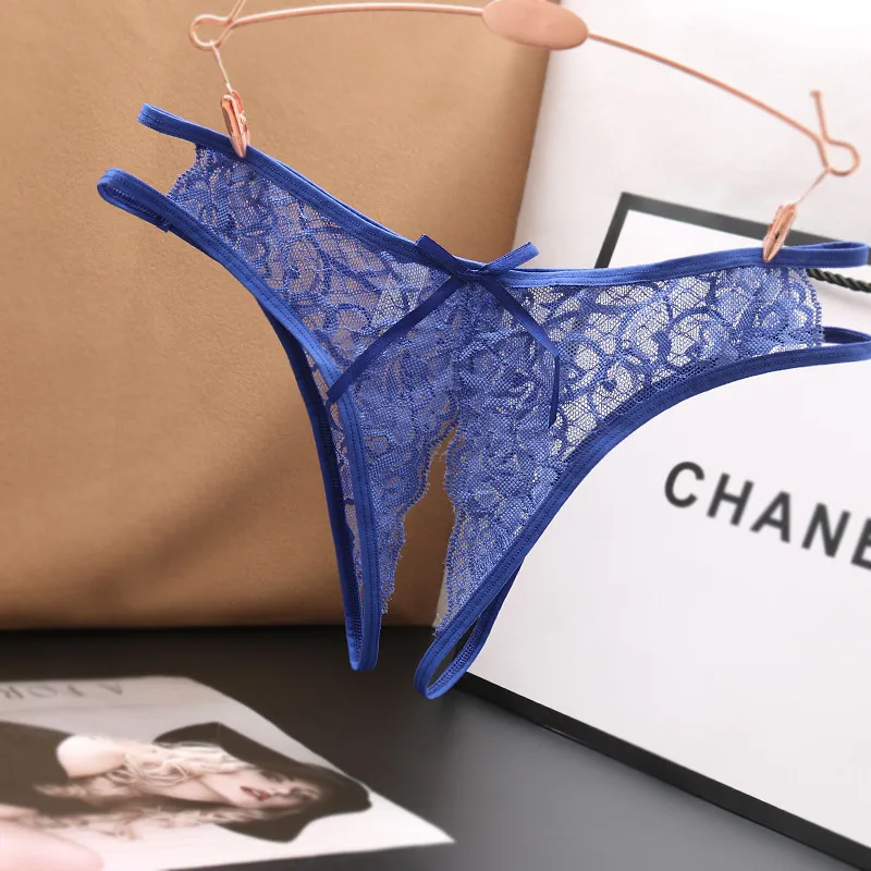Women lingerie sexy lingerie women's panties crotch opening transparent G-strings thongs hollow out solids bowknot underwear women lace pantys