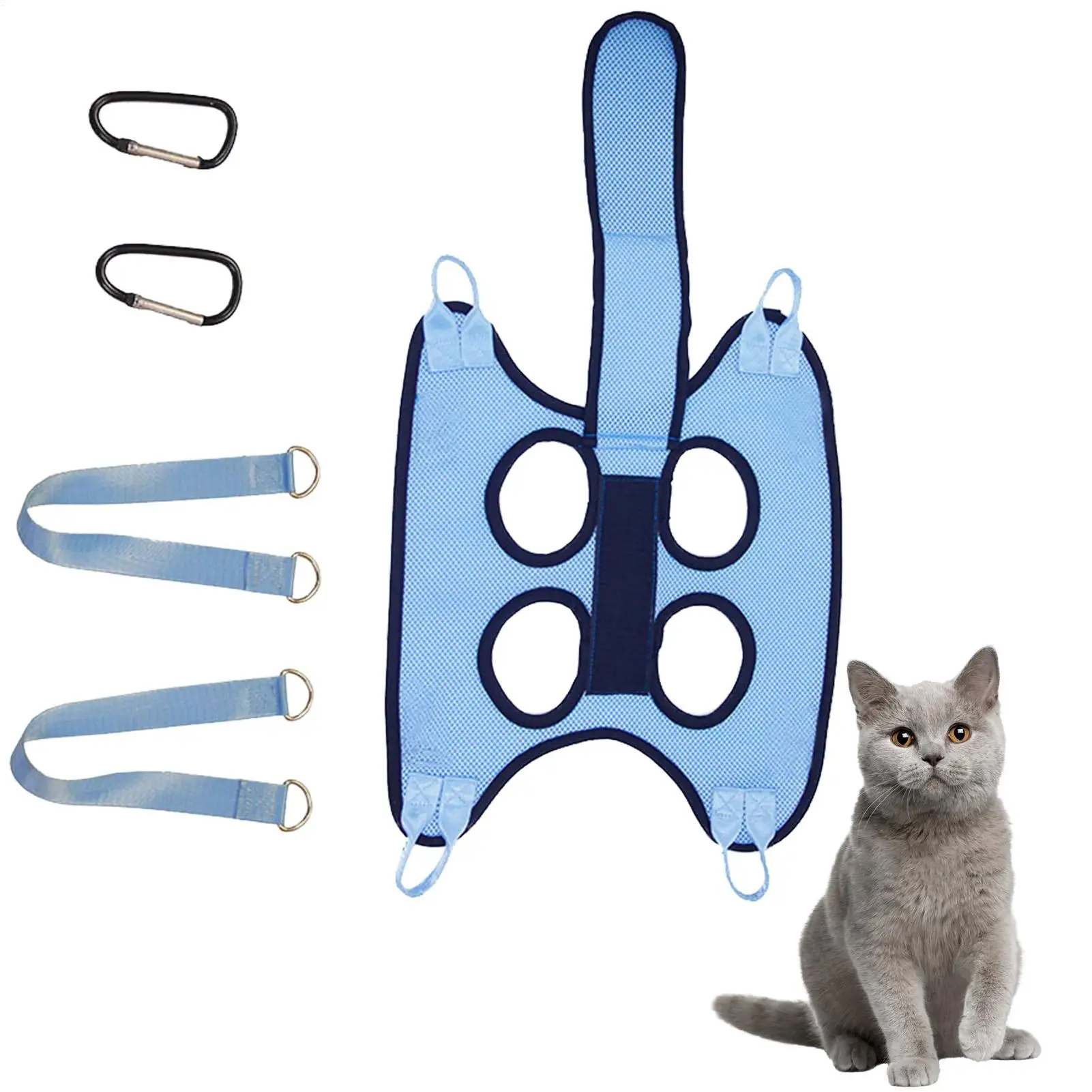 Cat Grooming Hammock Breathable Restraint Harness For Pets_voghion.com