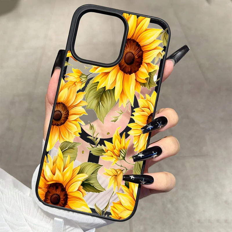 Sunflower Magnetic Phone Case - Vibrant Yellow Soft Cover