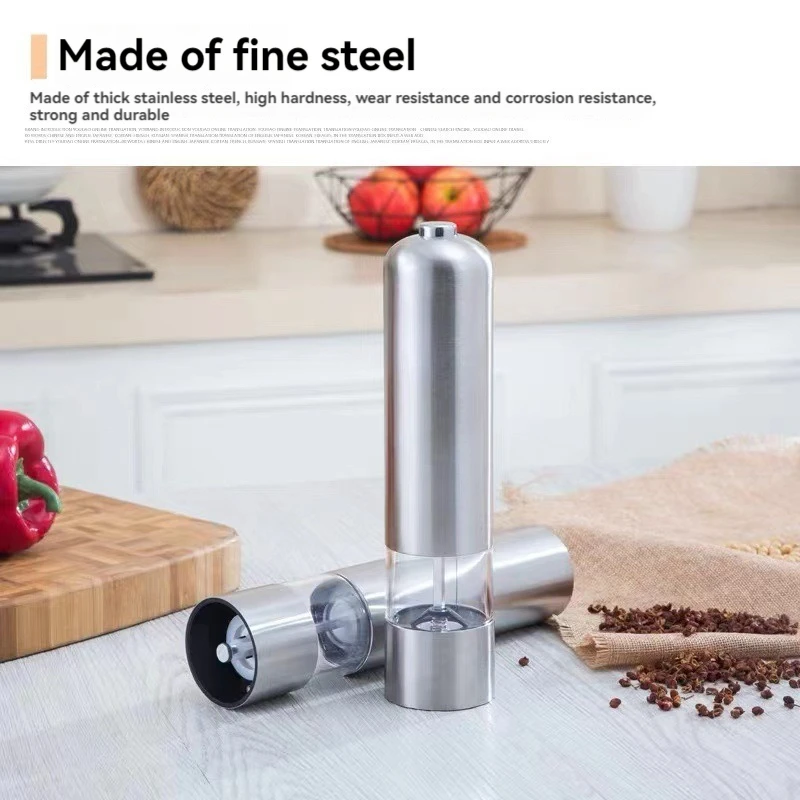 Salt and Pepper Grinder Stainless Steel Electric Salt and Pepper Grinder Set