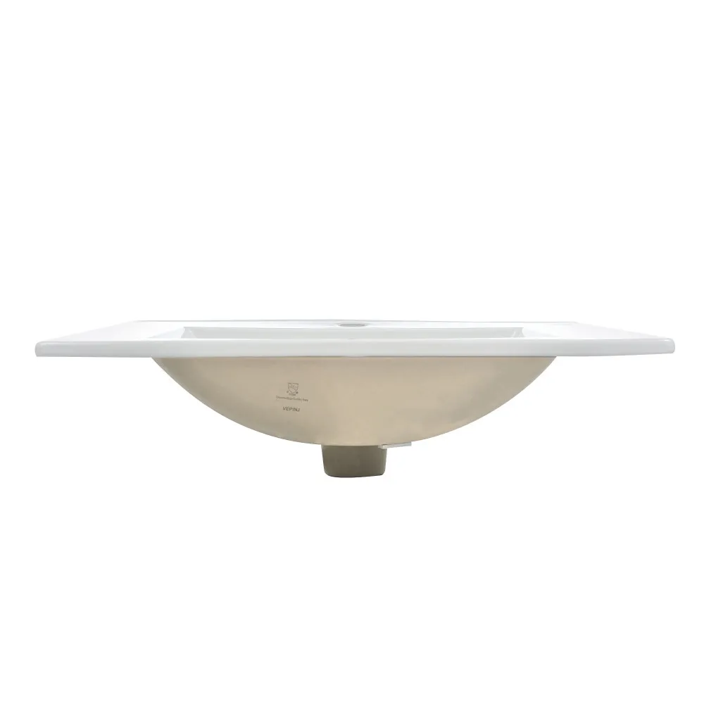 [Sink Only]24 Inch Modern Bathroom Vanity Modern White Bathroom Sink Rectangle Above Counter Porcelain Ceramic Vessel Vanity 4