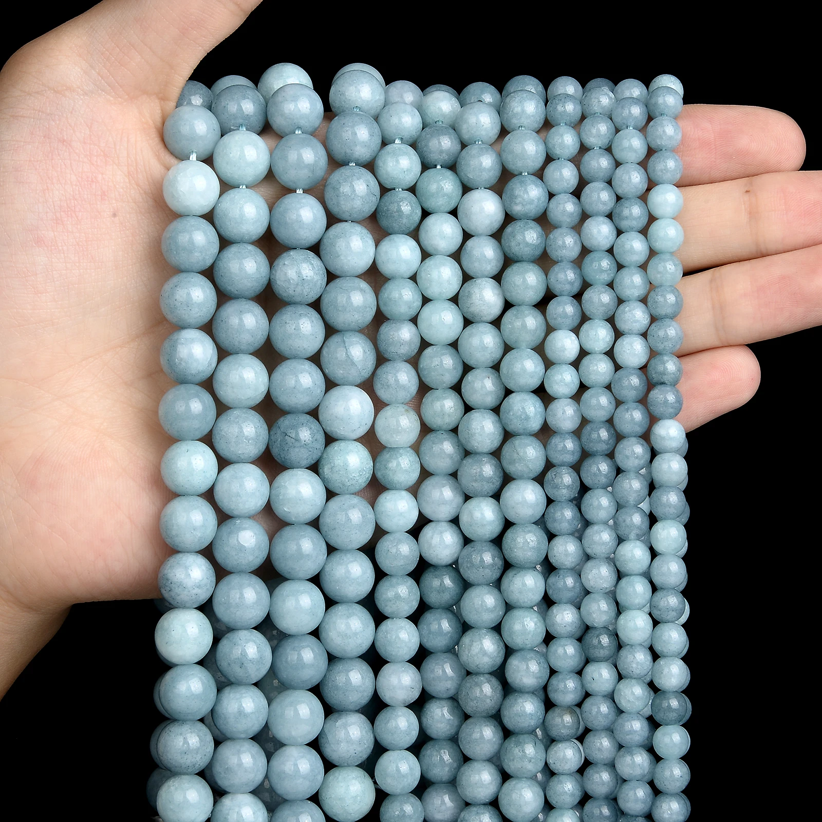 Loose Stone Beads Natural Stone Beads Loose Beads Stone Beads Beads For Jewelry Making Blue Aquamarines Chalcedony Stone Beads Natural Round Loose Beads For Jewelry Making Bracelets DIY Needlework Accessories 4-12MM