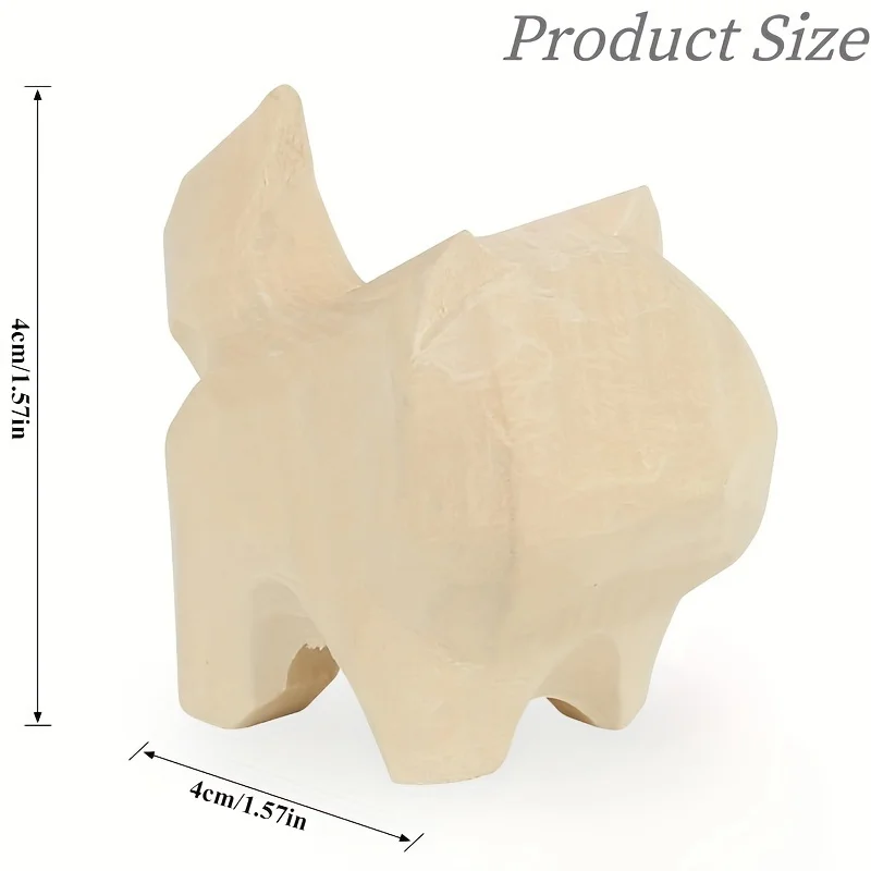 1.4 Inch Carved Natural Wood Color Dog Figurine-Unique DIY Handmade Art Carving for Home Decoration Collectible Pet Themed Item