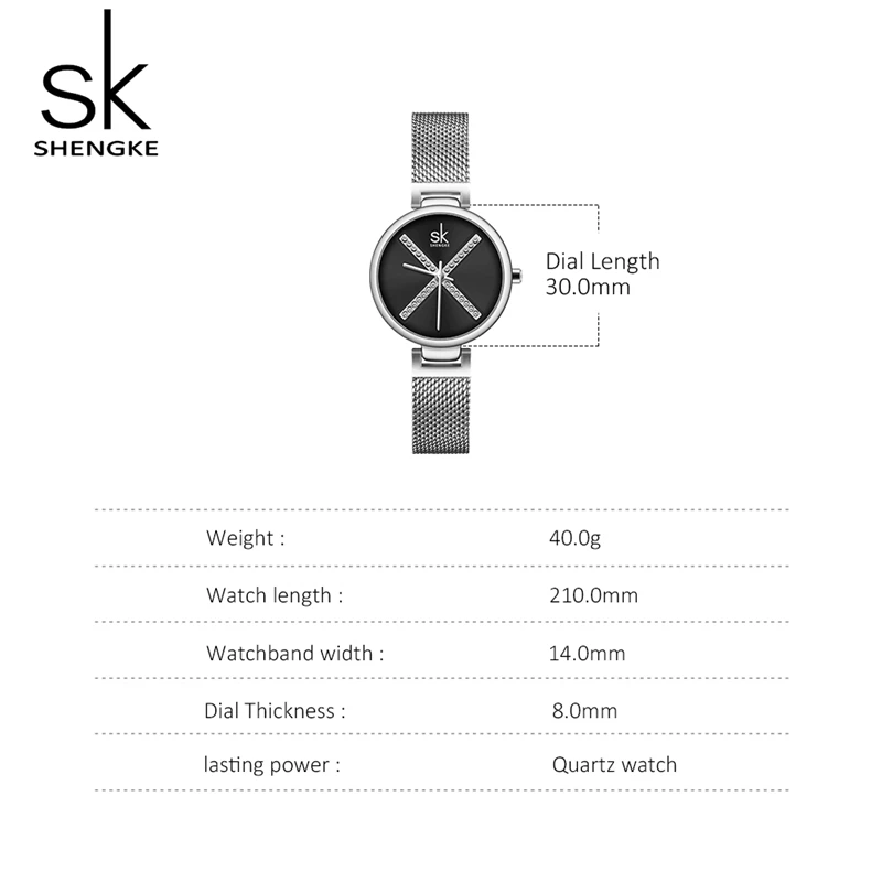 Shengke Crystal Watch Women Waterproof Rose Gold Steel Strap Ladies Wrist Watches Top Brand Meshband Clock Relogio Feminino