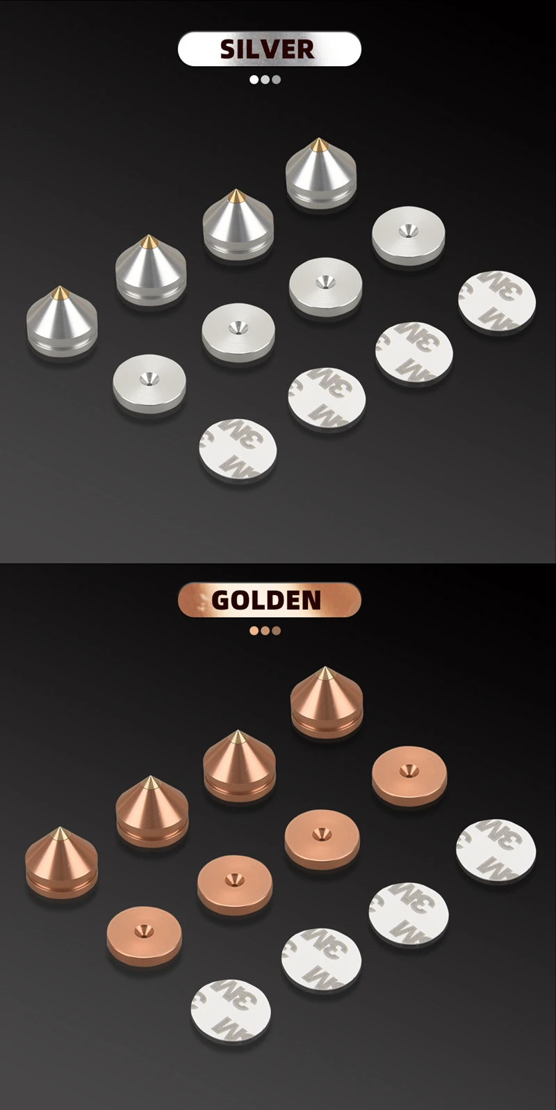 HIFIDIY LIVE 4 Stück 4 Sets Lautsprecherständer-Füße Aluminiumlegierung Metall (KEIN Naturholz) Spikes Konus-Bodenfüße M23*20 – Detail 9
