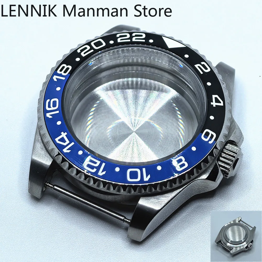 40mm Black PVD Watch Case with Transparent Back Glass