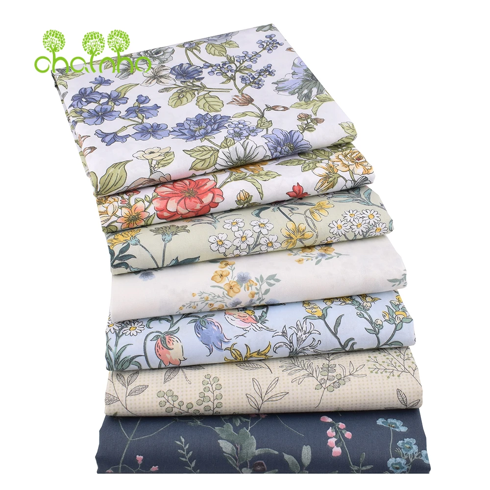 Chainho,Printed Twill Weave Cotton Fabric,DIY Quilting Sewing Material,Home Handmade Textile,Patchwork Cloth,7 Designs,25C13