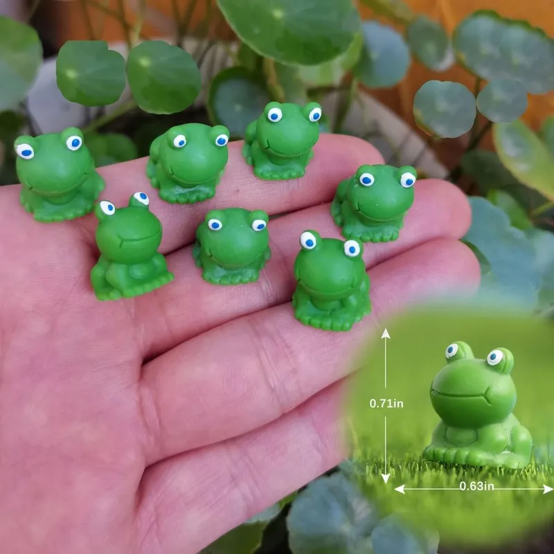 Resin Mini Frogs 50 Pack Figurines Green Little Small Miniature Plastic Tiny Frogs Bulk to Hide for Garden Leap Year Decoration