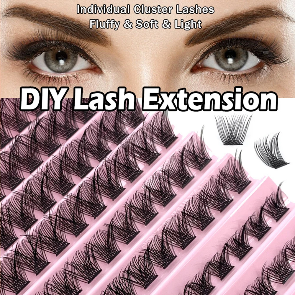 

Lashes Extensions Kit Clusters Eyelash Extension Volume Individual Wispy Fluffy Lash Clusters Lash Extension Kit Makeup Big Eye