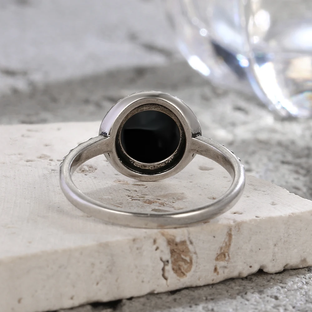 アクセサリー vintage onyx silver925 ring 925 Sterling Silver Black onyx Gemstone Vintage Ring For All