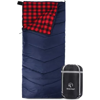 REDCAMP Cotton Flannel Sleeping Bag for Camping Backpacking, Adults Cold Weather Envelope Sleeping Bags with 2/3/4lbs Filling 1