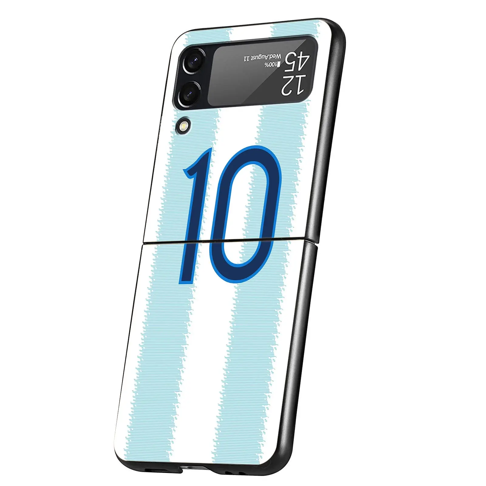 Sleek Black Folding Phone Case with Football Number Design