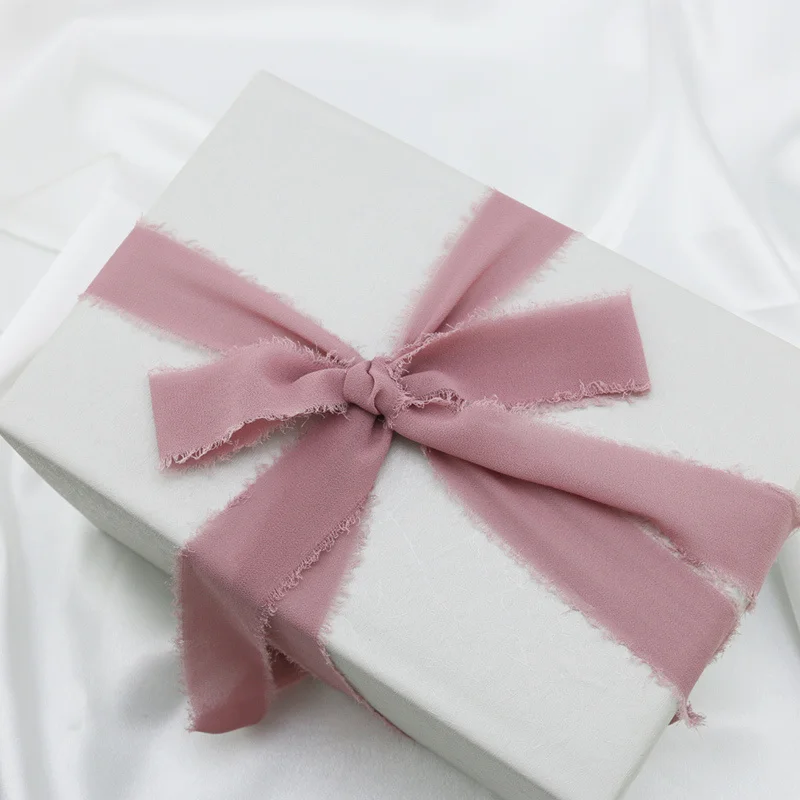 (5meters/roll)35mm Chiffon Raw Edge Ribbon Lace Handmade Gift Packaging Wedding Decoration Handicraft Production Vintage Bow