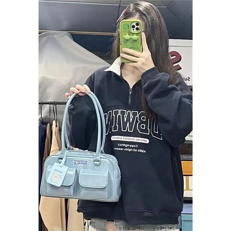 Design Di Nicchia Retro Oil Wax Underarm Female New Bowling Commuter Hand Bill Of Load Shoulder Bag