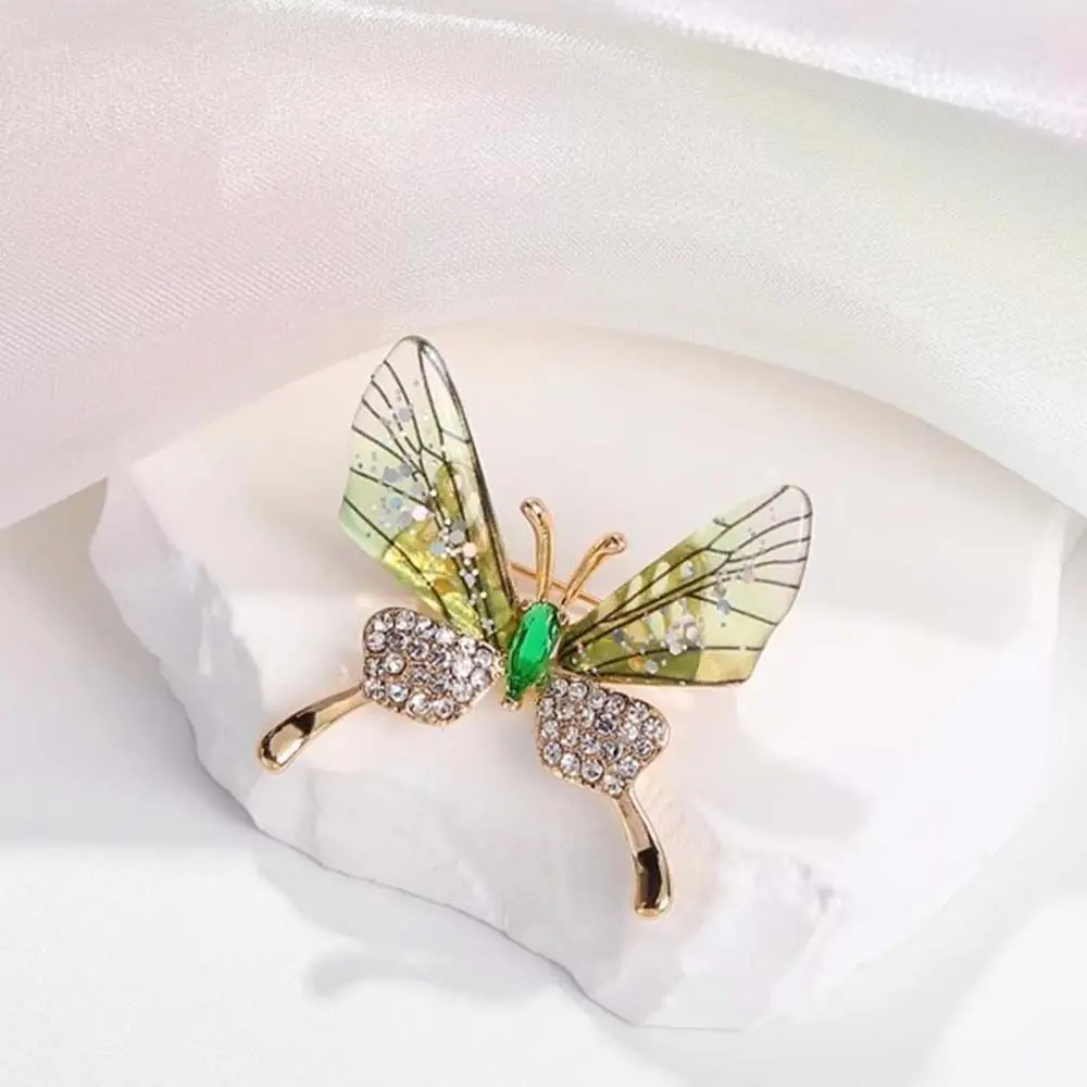 

Inlaid Zircon Transparent Wings Brooch Alloy Korean Style Butterfly Rhinestone Brooch Sweater Coat Collar Pin Luxury Sense