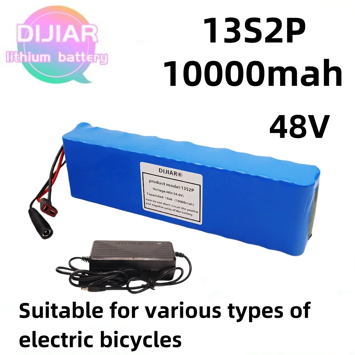 

New type of lithium-ion battery 38V 10Ah 18650 battery pack 10S2P 10000mAh built-in 10A BMS, suitable for 250W-500W,+charger
