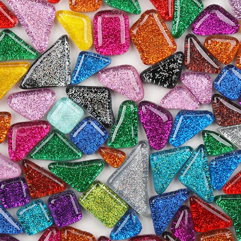 100Gram/Set Diy Irregular Glass Mosaic Stones Mosaic Glass Pebbles Crafts Material Puzzle For Diy Mosaic Making