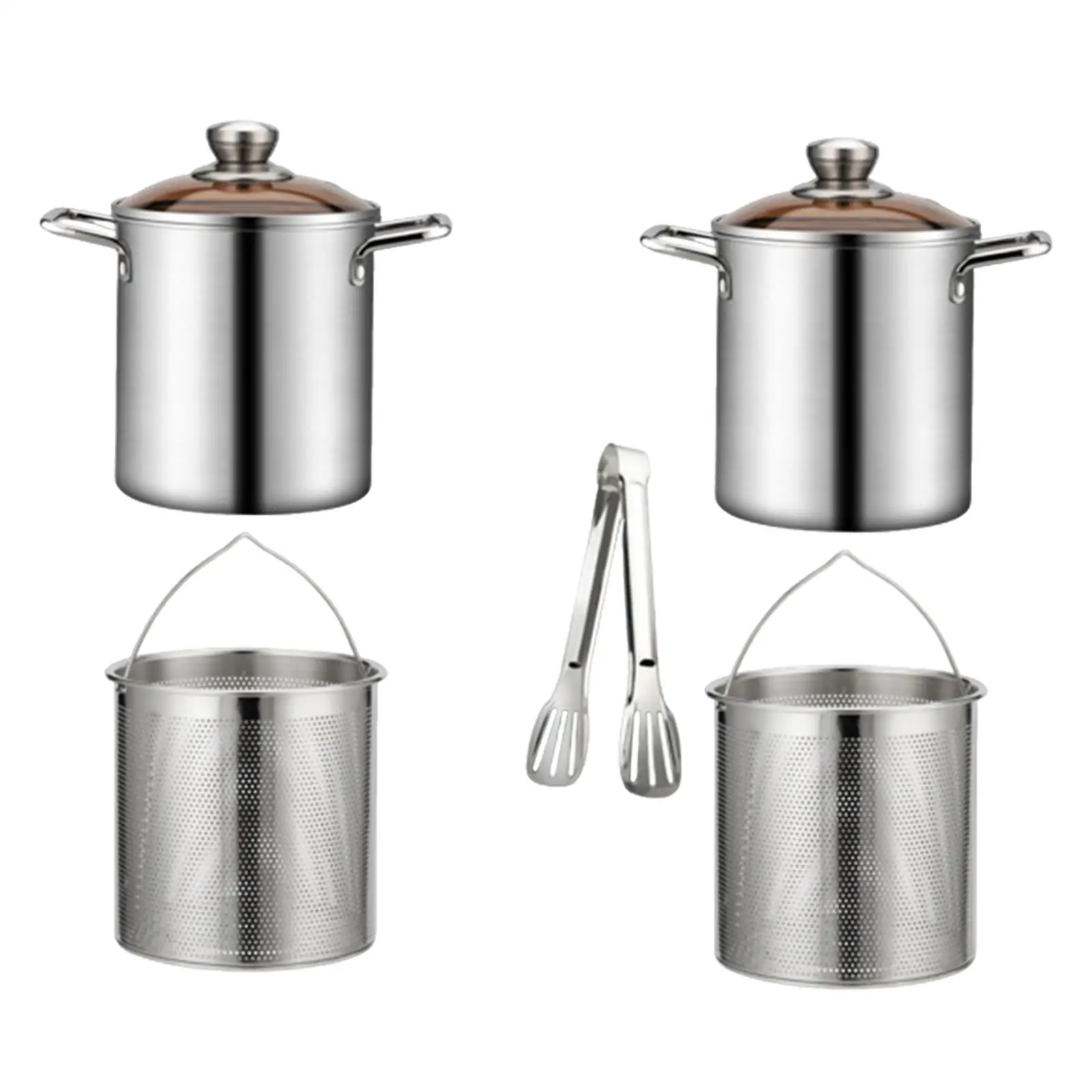 Stainless Steel Stockpot with Basket Multi Purpose All Hob Types Use Boiling