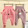 Autumn Infant Thickened Cotton Pants Baby Cartoon Print Trousers Winter Newborn Boys Girls' Big Hip Circumference Pants Clothing 1