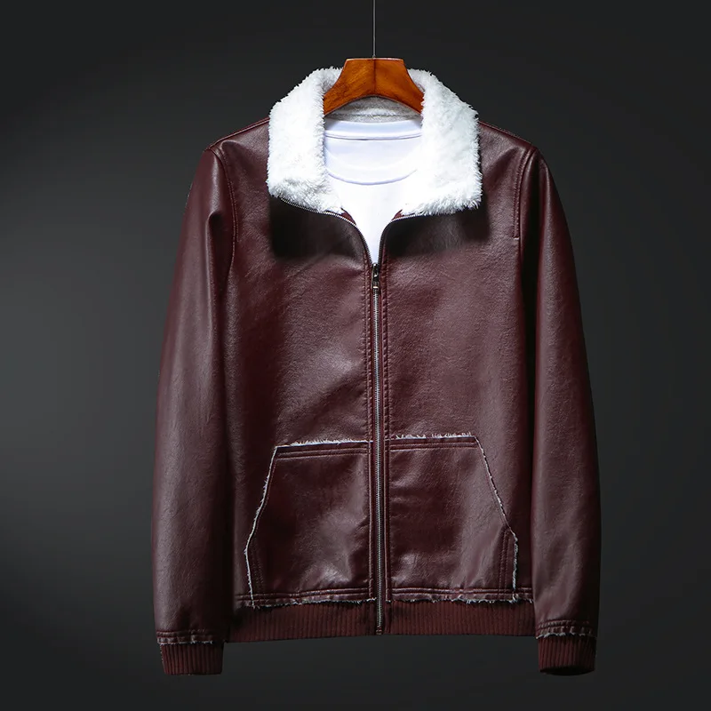 

Новая женская куртка размером 5XL-8XL, мужские повседневные осенне-зимние плюшевые высококачественные мужские куртки и пальто из искусственной кожи с меховым воротником MY147