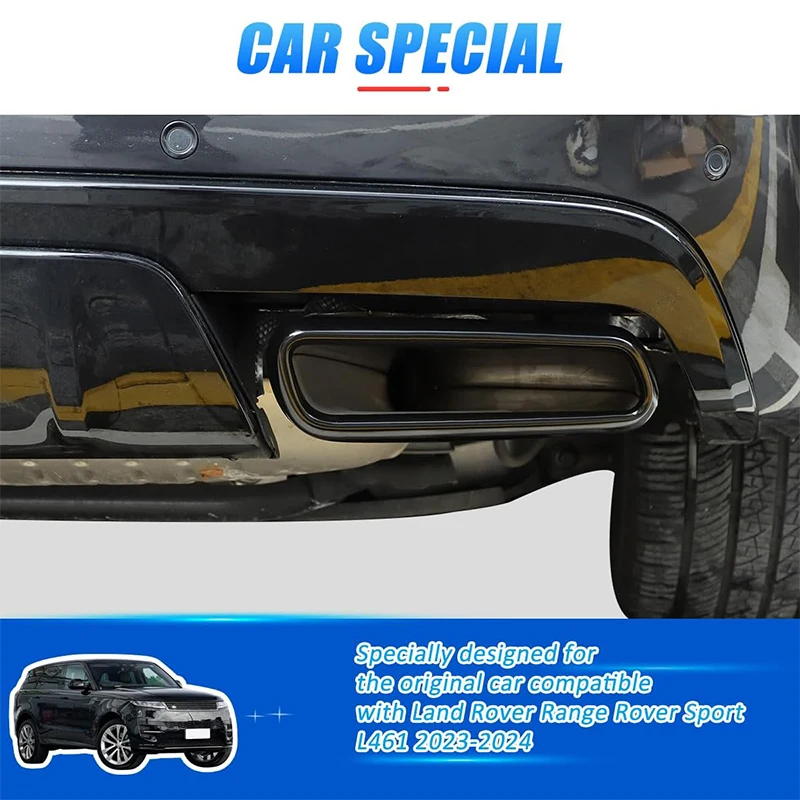 Auto Uitlaatdemper Staartpijp Cover Trim voor Range Rover Sport L461 2023 2024, Staart Tip Pijp Beschermhoes Decoratie Accessoires,D
