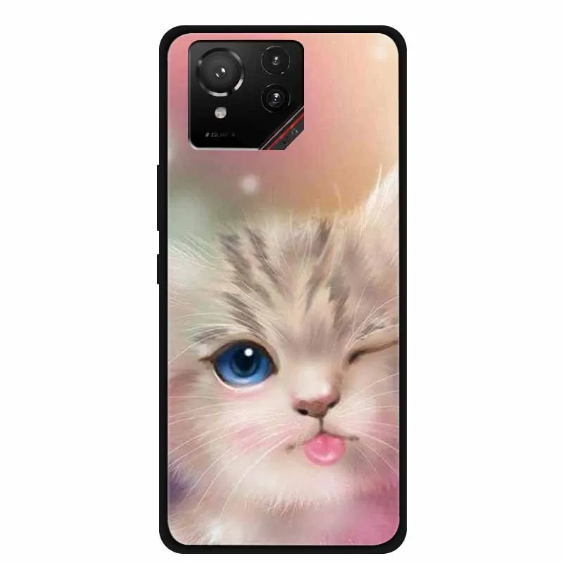 Cartoon Printed Soft Black Silicone Phone Case