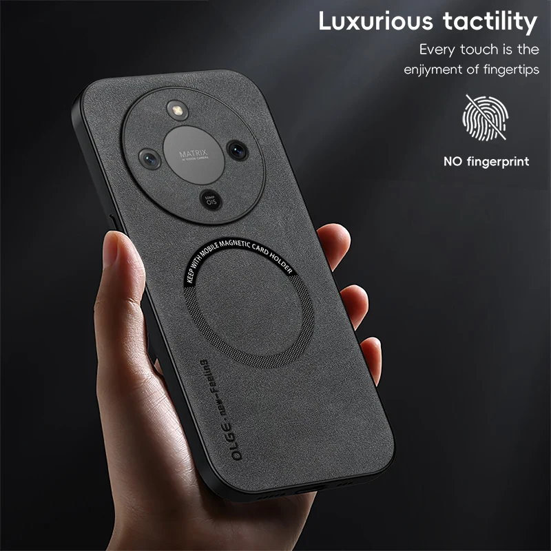 Magnetic Retro Leather Soft Phone Case with Wireless Charging Compatibility