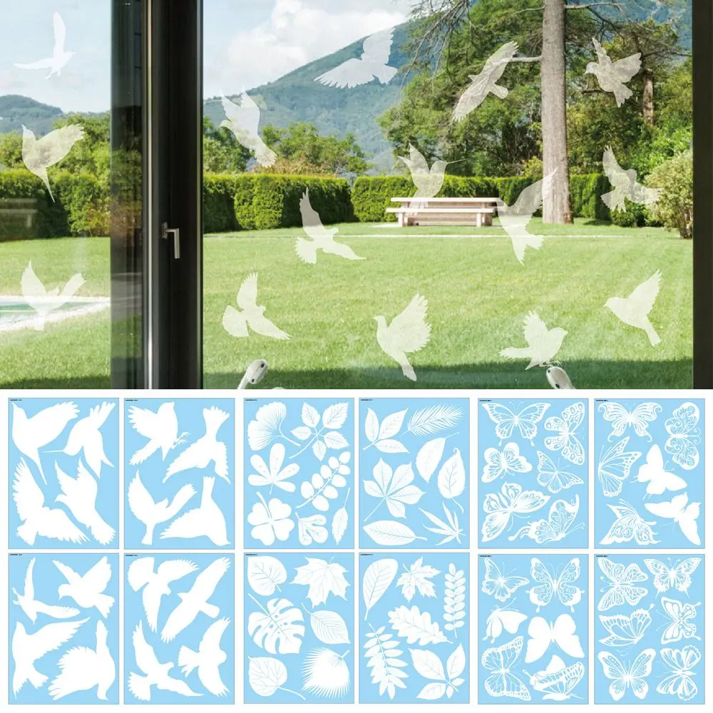 Anti-Collision Decal Alert Bird Butterfly Leaves Pattern Window Stickers Static Stickers Glass Decals Window Clings window stickers