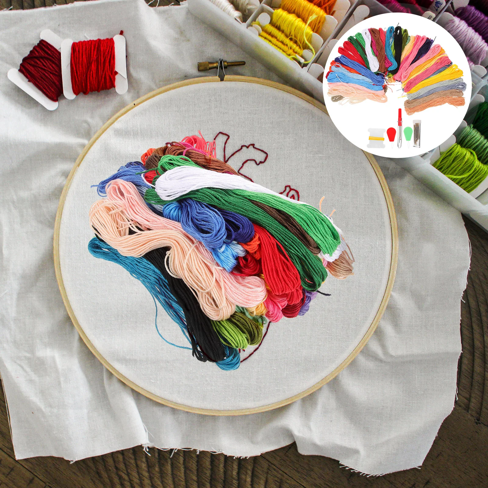 스트링 팔찌 만들기 키트, 자수 DIY 스레드 키트, 자수 스트레치 자수 도구 세트