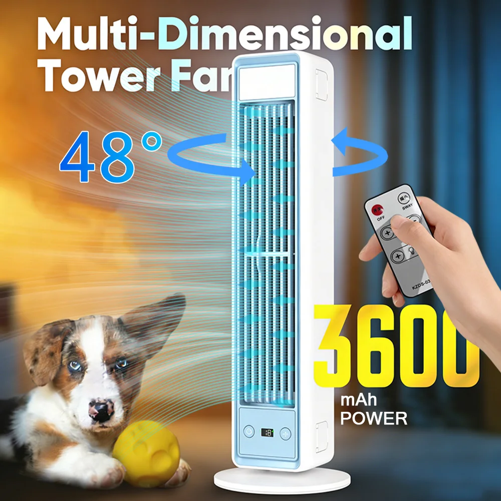 Multi-Dimensional Tower Fan Silent Portable Air Conditioner Office Home Air Cooler Strong Wind Cooling Leafless Air Fan 1
