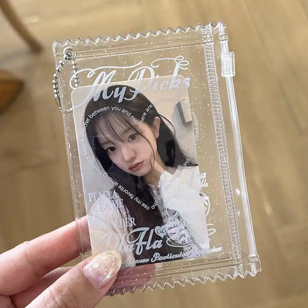 스파클링 소품 배지 스토리지 디스플레이 한국어 Photocard 카드 홀더 Pvc 카드 슬리브 가방 펜던트 편지지 Diy Ins 카드 체인 가방