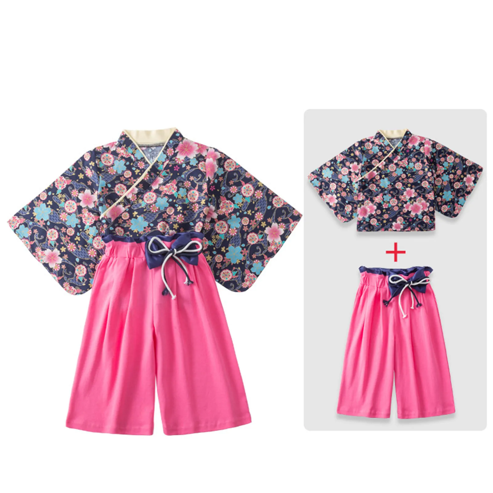 Kids Toddler Baby Girls Spring Summer Floral Cotton Print Short Sleeve Shorts Kimono Baby Christmas Clothes Cute Fashion Outfits