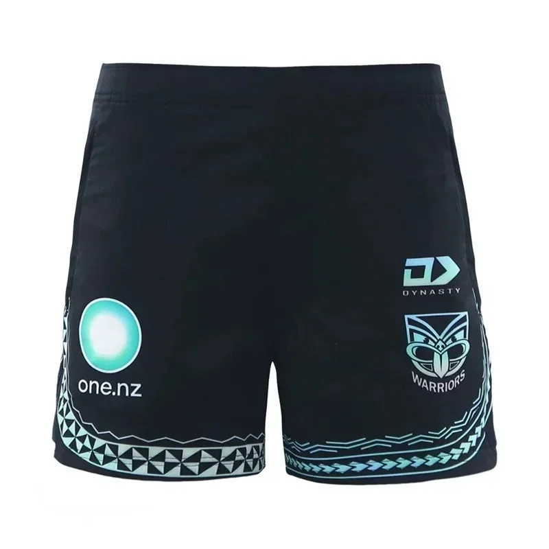 New Zealand Warriors Māori Pattern Black Training Shorts Dynasty one.nz Sponsor…