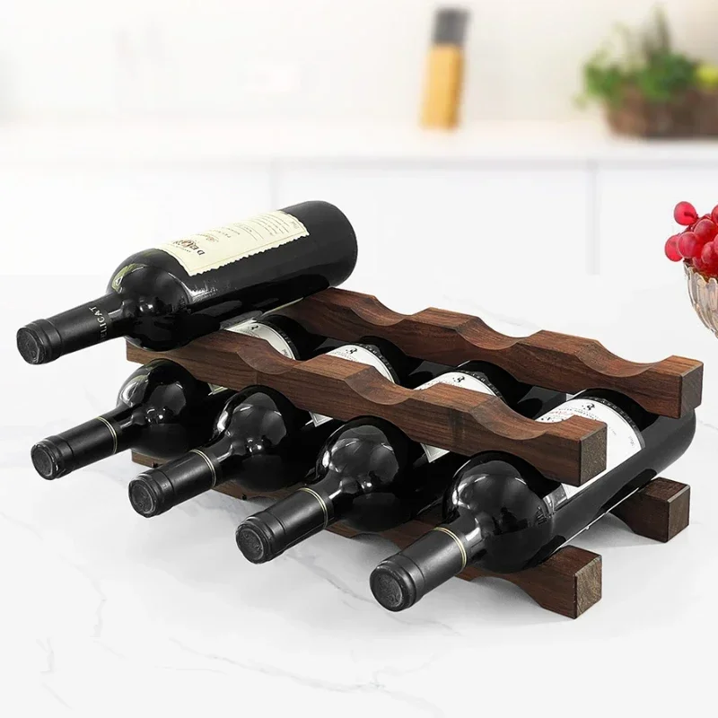 

Walnut Wood Wine Rack Minimalist Multi-Layer Storage Safe Wood Wax Oil Finish for Open Access Organization Enhances Decor