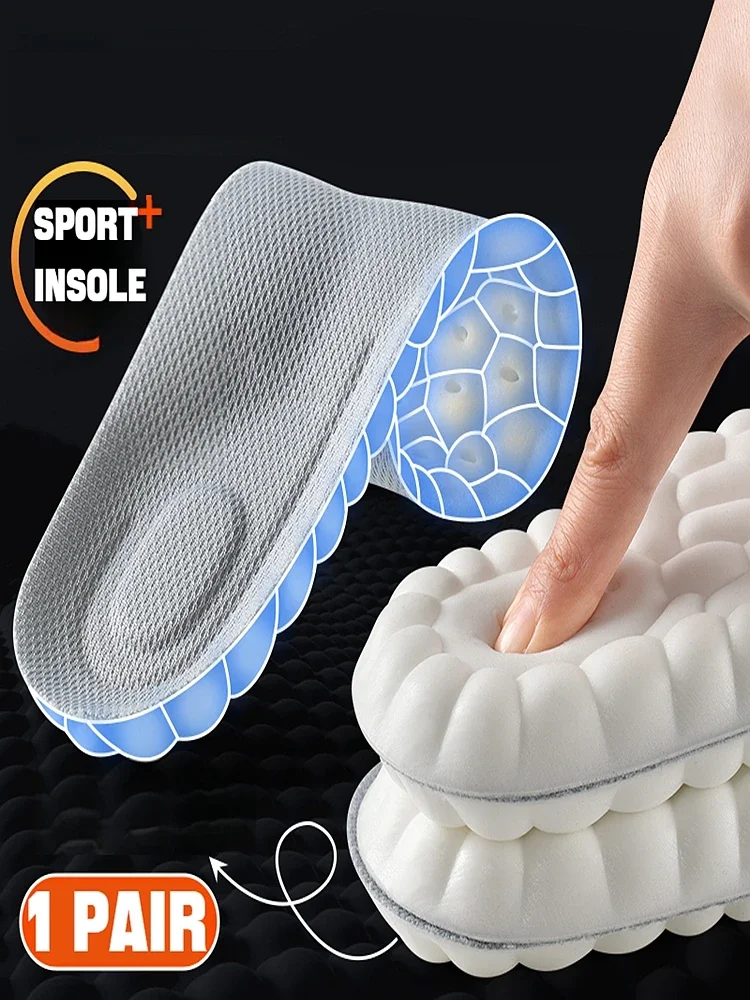 Semelles intérieures souples 4D pour fasciite plantaire, soutien de la voûte plantaire, inserts orthopédiques 4WD, absorption des chocs, coussinets pour chaussures de sport, pieds, 1 paire