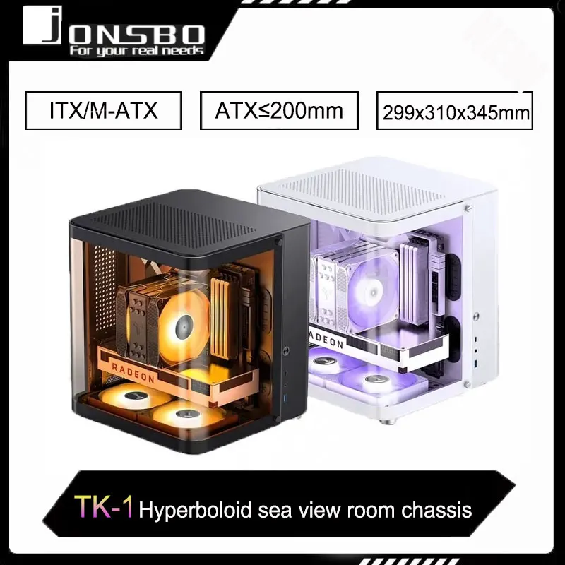 JONSBO TK-1 White/Black chassis MATX hyperbolic transparent sea view room supports 240 water-cooled gaming small chassis