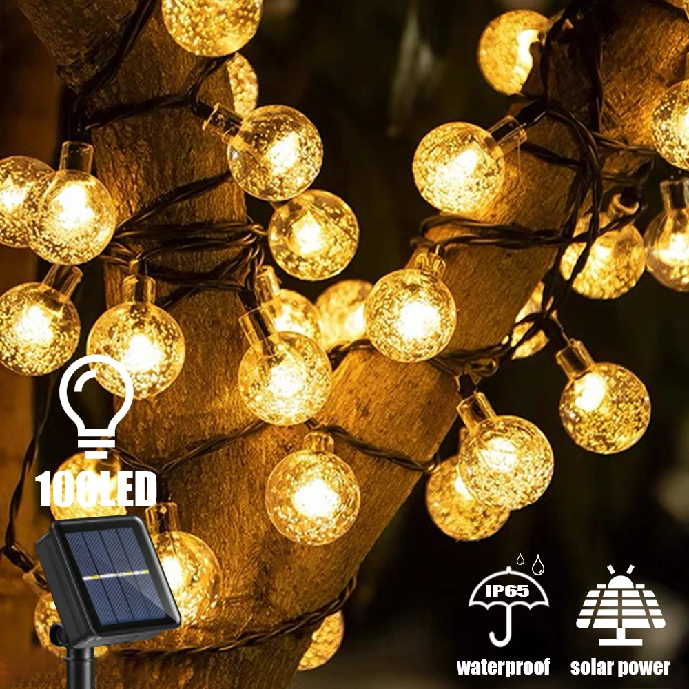 solar led street light Solar String Lights Outdoor 60 Led Crystal Globe Lights Waterproof Solar Festoon Fairy Light for Garden Christmas Party Decor solar powered patio lights