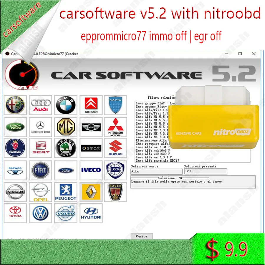 Автомобильное программное обеспечение CarSoftware V5.2 EPROMmicro77 5 2 (Immo Off EGR и инструмент