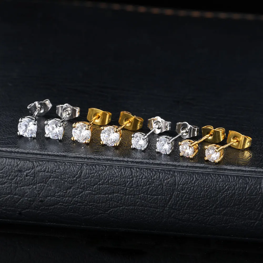

Rapper Rock Hip Hop Classic Fashion Gold Plated For Women Round Brass Zircon Earrings Luxurious Jewelry