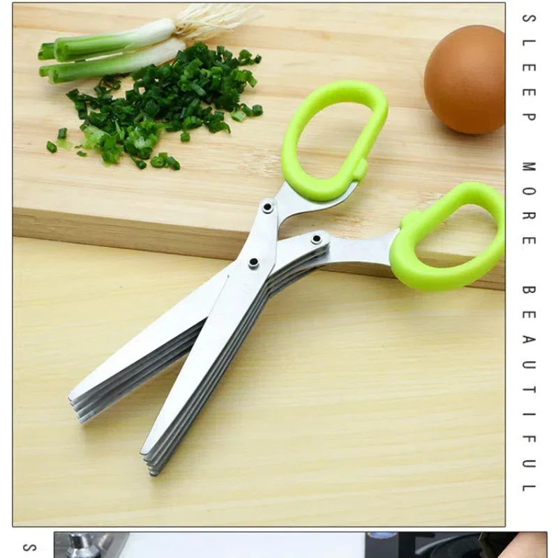 Kitchen Scissors Multi Functional Stainless Steel 3 5 Layer for Pepper Scallion Laver Cutting Chopping Cooking
