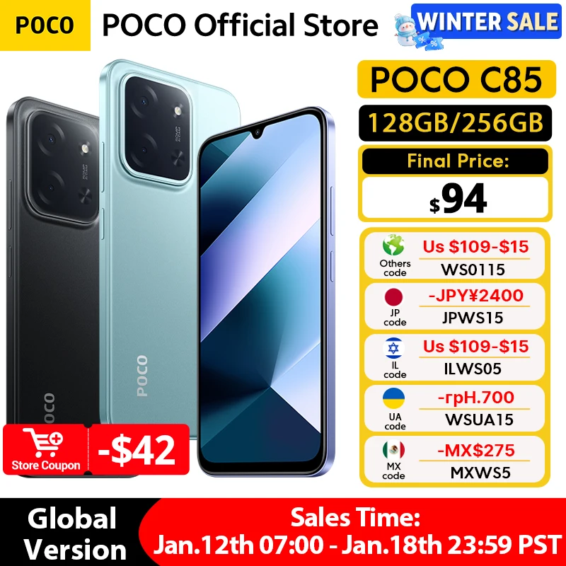 POCO C85 グローバル版 スマートフォン NFC 128GB/256GB MediaTek