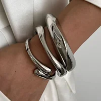 3 Styles Vintage Hip Hop métal manchette bracelets Punk or argent couleur géométrique printemps bracelets pour femme Bracelet hommes bijoux 3