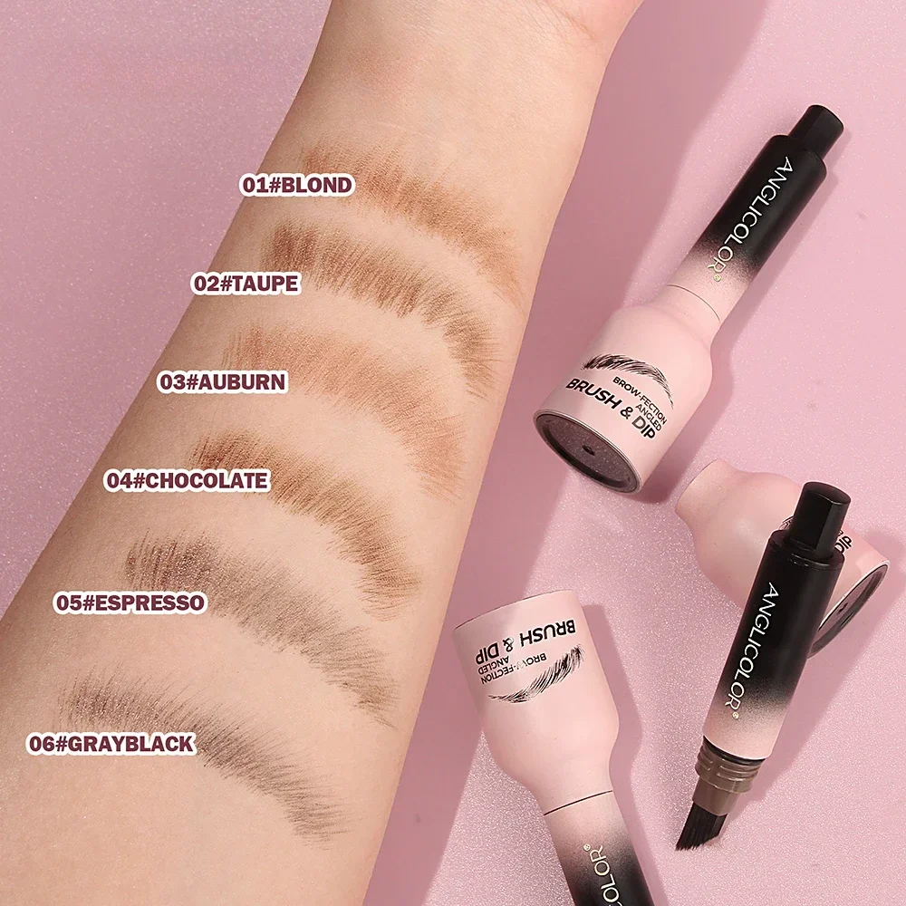 Wild Eyebrow Pencil Square Angled Brush Velvet 3D Brow Dye Cream Hairline Anti-smudge Waterproof Multifunction Eyebrow Tint Pen 6