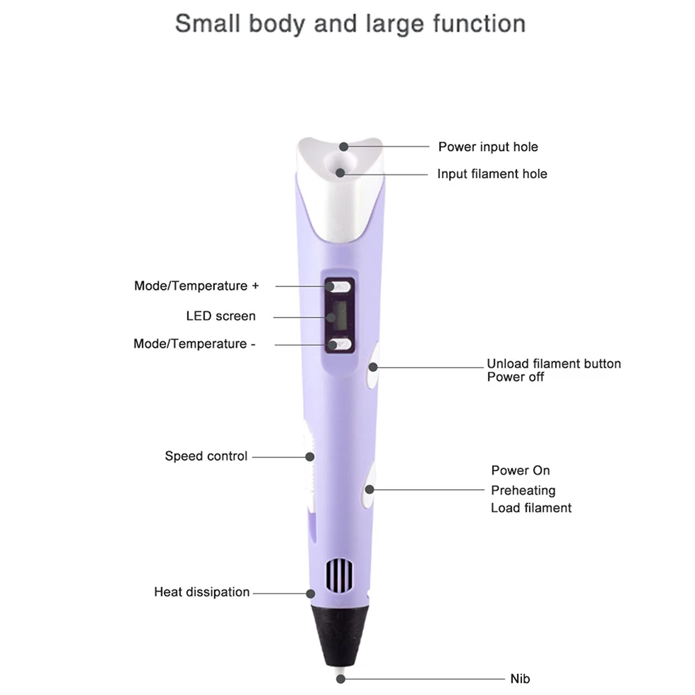 3D Printing Pen Children 3D Pen DIY Drawing Pens 40 Colors 1.75mm PLA Filament Boys Girls Birthday Gift For Kids 3D Pen