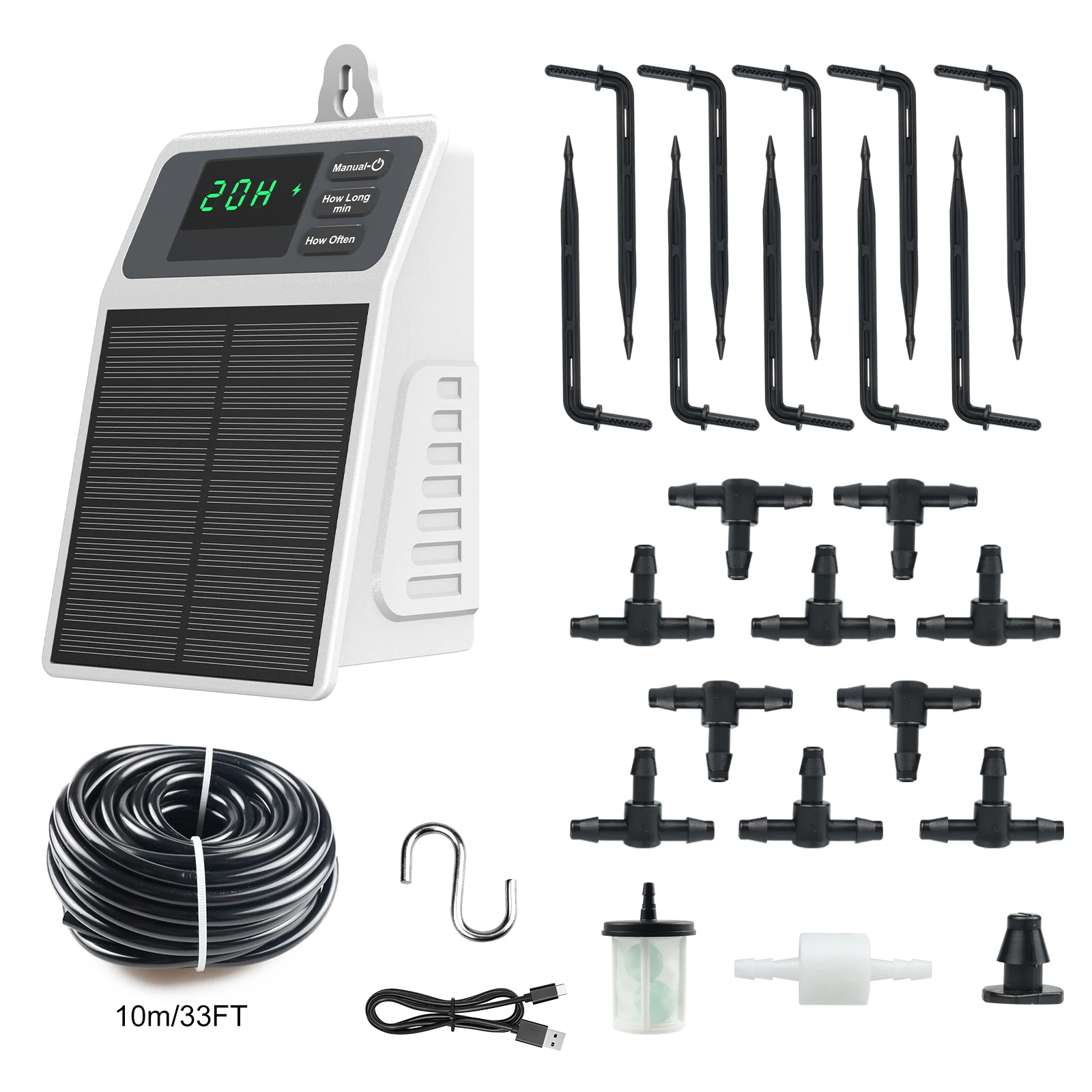 Solarbetriebenes automatisches Pflanzenbewässerungssystem, Gartengeräte und Pflanzbedarf, Outdoor-Bewässerungsset, zum Aufhängen, automatisch